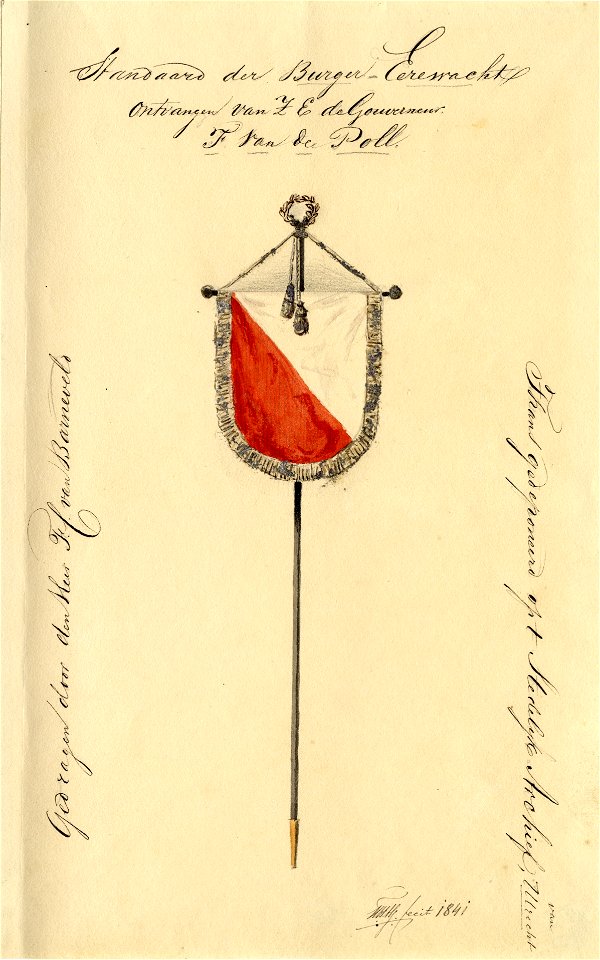 HUA-32562-Afbeelding van de standaard van de burger erewacht gedragen bij het bezoek van koning Willem II aan Utrecht op 18 mei 1841