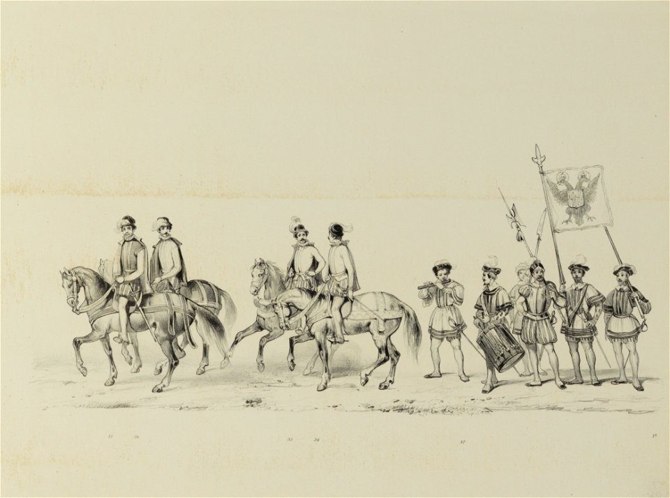 HUA-32609-Zesde gedeelte van de maskerade van de studenten van de Utrechtse hogeschool op 17 juni 1846 voorstellende de intocht van prins Philips II in Utrecht 
