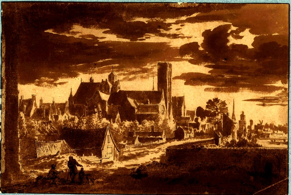 HUA-37313-Gezicht op de Mariakerk te Utrecht vanaf de stadswal uit het noordwesten