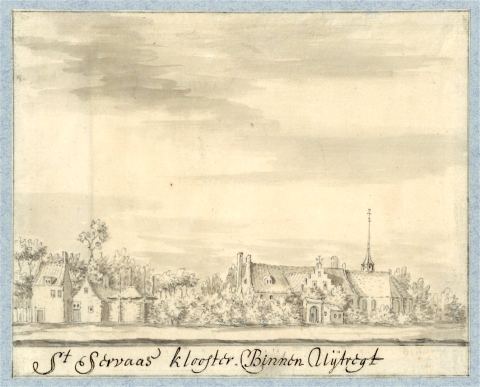 HUA-37745-Gezicht op de St Servaasabdij te Utrecht