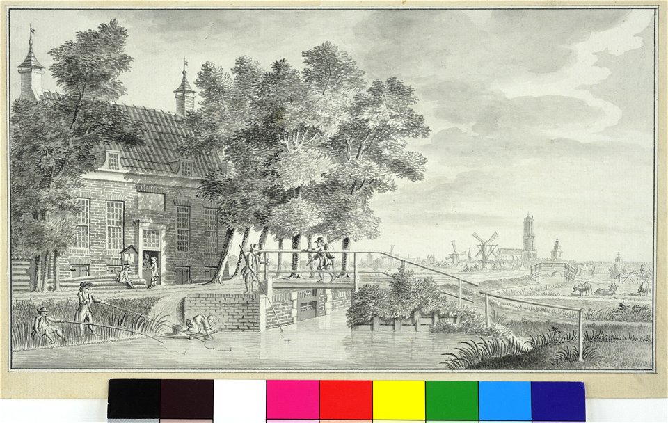 HUA-38218-Gezicht op de Vleutense Wetering met de herberg Jaffa aan de Vleutenseweg en op de achtergrond de stad Utrecht