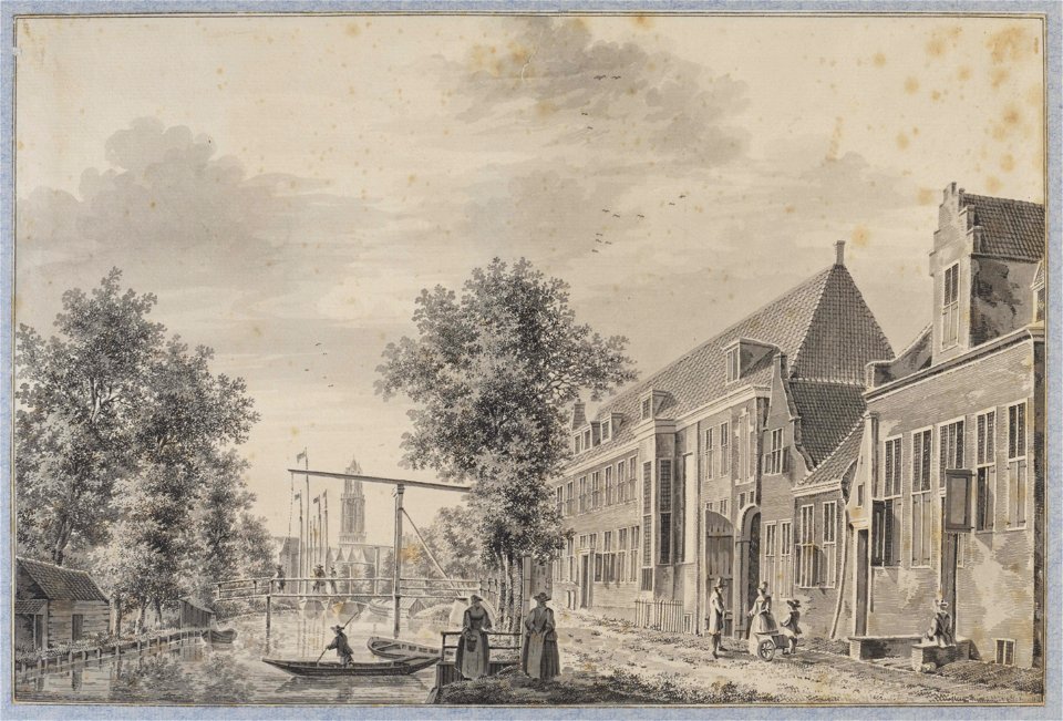 HUA-37952-Gezicht op de Vecht met de Knollenbrug te Utrecht en rechts het huis Zijdebalen aan de Hogenoord