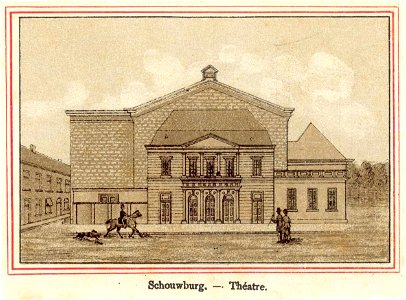 HUA-38236-Gezicht op de voorgevel van de stadsschouwburg Vredenburg D 163 te UtrechtNB Het adres Vredenburg D 163 is in 1890 gewijzigd in Vredenburg 91 het adre
