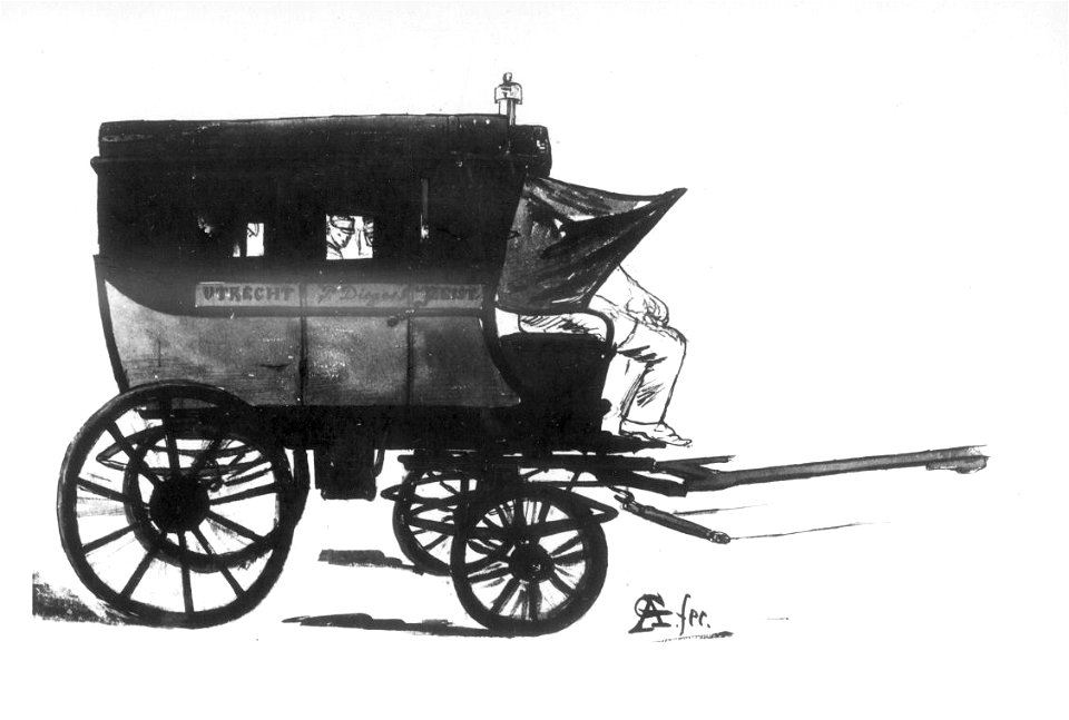 HUA-38174-Afbeelding van de diligence Utrecht Zeist van P Dieges het zogeheten wagentje van Dieges 