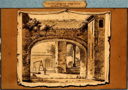 HUA-37179-Gezicht in de pandhof van de Pieterskerk te Utrecht