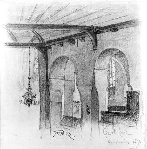 HUA-37524-Interieur van de Geertekerk te Utrecht doorkijk vanuit de noordelijke zijbeuk naar het schip en de zuidelijke zijbeuk uit het noordwesten