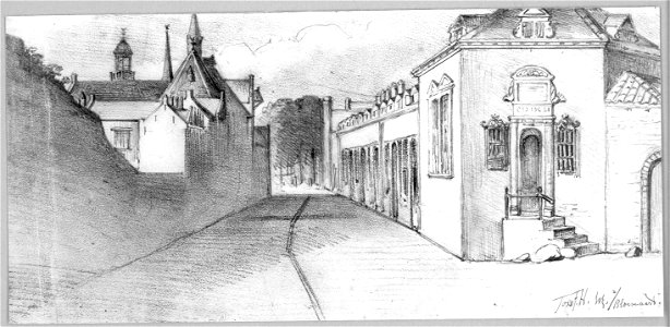HUA-38411-Gezicht in de Agnietenstraat te Utrecht uit het noordoosten met rechts de vrijwoningen van de Fundatie van Maria van Pallaes