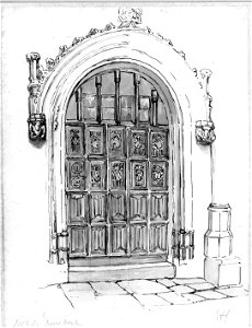 HUA-37018-Interieur van de Domkerk te Utrecht de deur van de sacristie