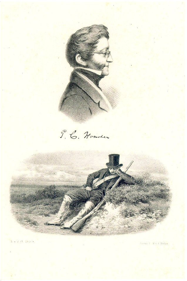 HUA-39343-Boven zelfportret van Pieter Christoffel Wonder geboren Utrecht 10 januari 1780 kunstschilder overleden Amsterdam 12 juli 1852 Borstbeeld rechts ident