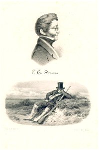 HUA-39343-Boven zelfportret van Pieter Christoffel Wonder geboren Utrecht 10 januari 1780 kunstschilder overleden Amsterdam 12 juli 1852 Borstbeeld rechts ident