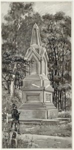 HUA-38593-Gezicht op een grafmonument waarschijnlijk op de Eerste Algemene Begraafplaats Soestbergen aan de Gansstraat