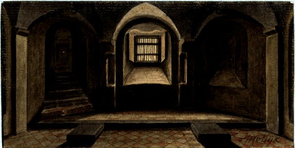 HUA-37166-Interieur van de Pieterskerk te Utrecht het oostelijke deel van de crypte gezien uit het westen