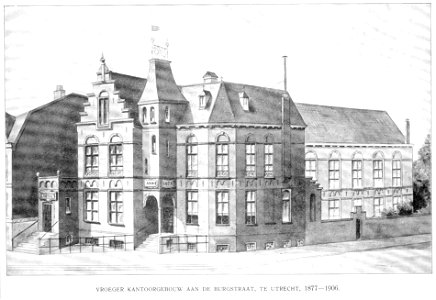 HUA-38109-Afbeelding van de voor en zijgevels van het kantoor van de Levensverzekeringsmaatschappij Piëtas Burgstraat 66 te UtrechtNB Het adres Burgstraat 66 is