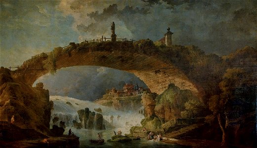 Hubert Robert - Le pont sur le torrent