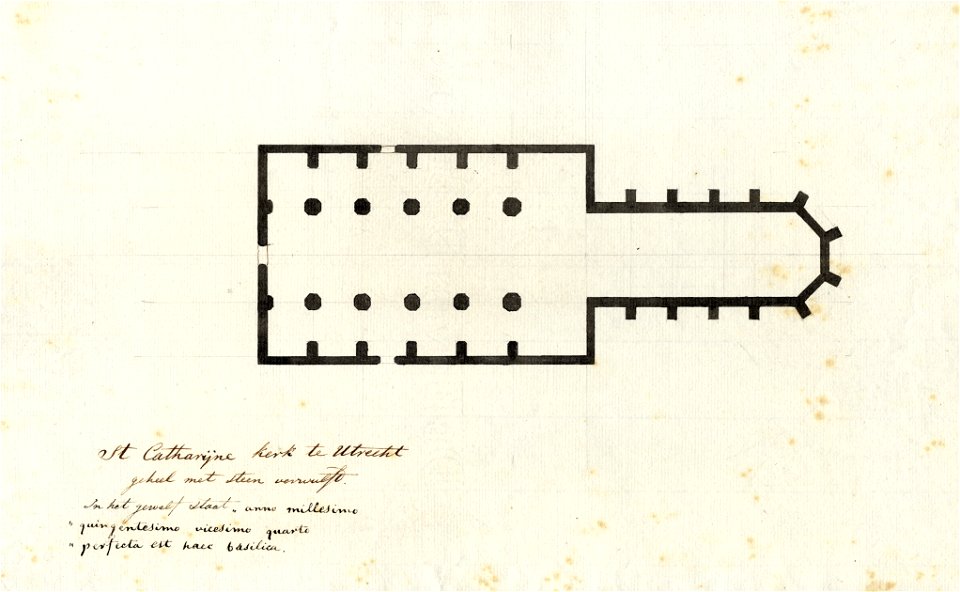 HUA-39935-Plattegrond van de St Catharinakerk aan de Lange Nieuwstraat te Utrecht