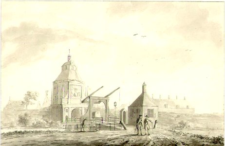 HUA-38491-Gezicht over de stadsbuitengracht te Utrecht op de Wittevrouwenpoort en brug uit het zuidoosten