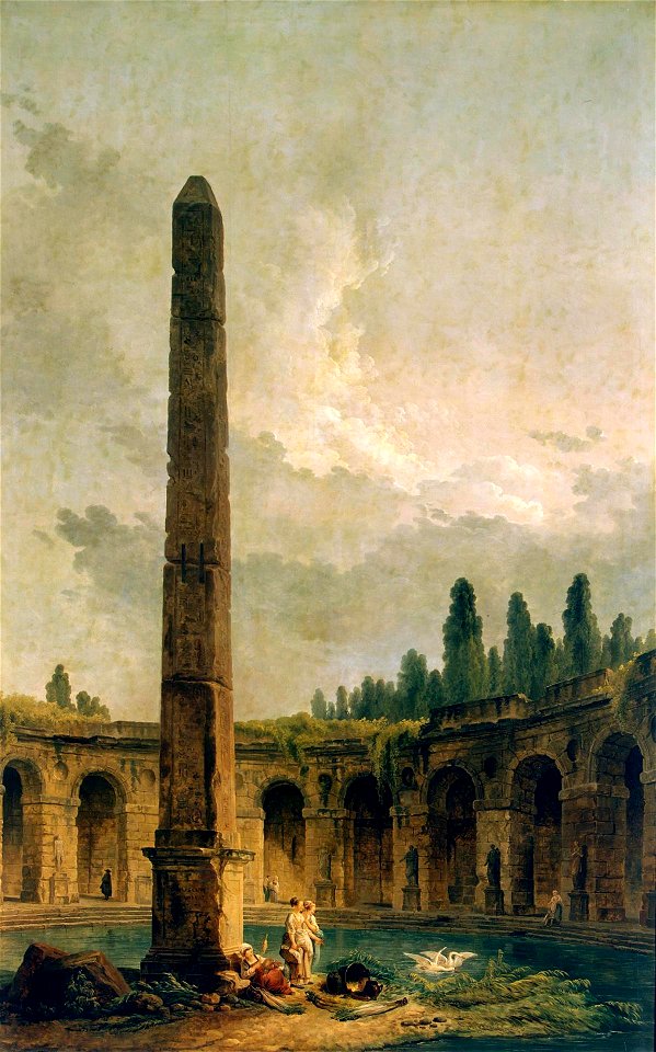 Hubert Robert - Decorative Landscape with an Obelisk