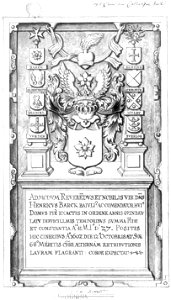 HUA-37611-Afbeelding van de grafzerk van de commandeur Henrick Berck overleden 12 oktober 1602 in de St Catharinakerk te Utrecht