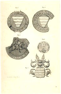 HUA-39313-Afbeelding van vier zegels en het wapenschild van verschillende leden van de familie Van Wulven