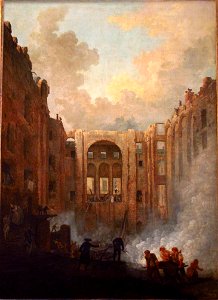 Hubert Robert - Incendie de l'Opéra (1781). Free illustration for personal and commercial use.