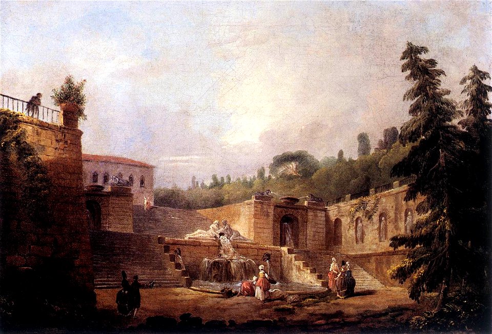 Hubert Robert - Fountain on a Palace Terrace - WGA19583