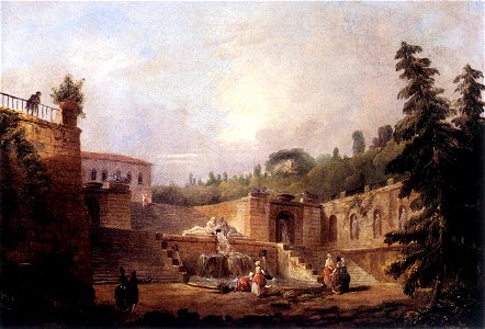 Hubert Robert - Fountain on a Palace Terrace - WGA19583