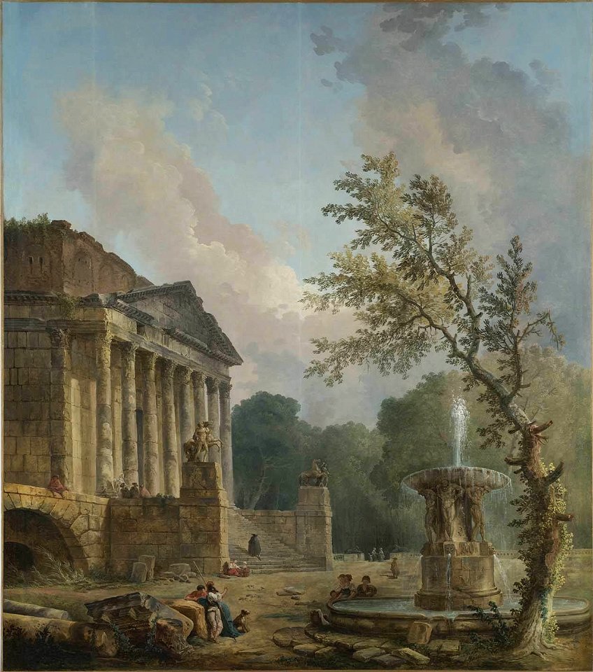 Hubert Robert - Landschaft mit römischer Tempelruine - 14717 - Bavarian State Painting Collections