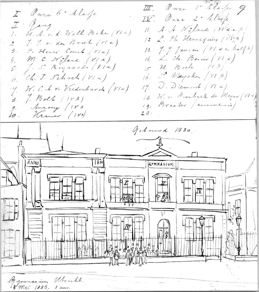 HUA-38075-Afbeelding van de voorgevel van het Stedelijk Gymnasium Janskerkhof 4 te Utrecht