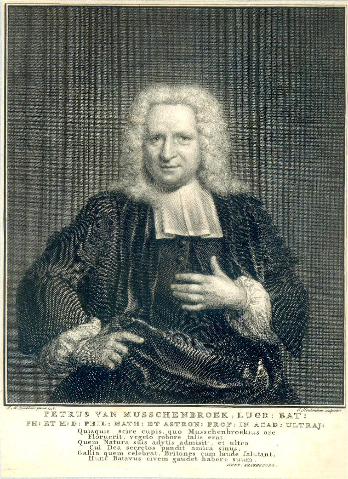 HUA-39047-Portret van Petrus van Musschenbroek geboren 1692 hoogleraar in de wiskunde aan de Utrechtse hogeschool 1723 1740 overleden 1761 Te halve lijve van vo