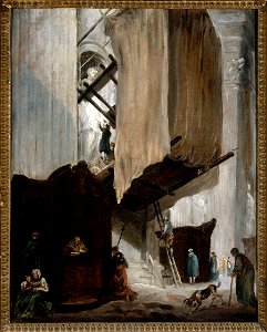 Hubert Robert - Sculpteur travaillant à la statue d'un saint à Saint-Pierre de Rome - PDUT1161 - Musée des Beaux-Arts de la ville de Paris