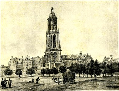 HUA-6300-Gezicht op het paleis van Frederik van de Palts en de Cuneratoren en kerk te Rhenen uit het zuidwesten