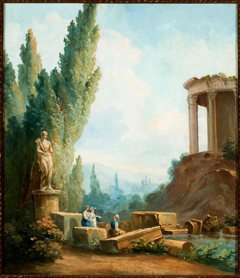 Hubert Robert - Landscape with the ruins of the Temple of the Sibyl in Tivoli - 186906 - National Museum in Warsaw