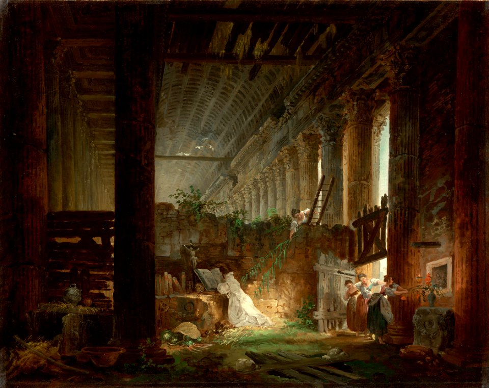 Hubert Robert (French - A Hermit Praying in the Ruins of a Roman Temple - Google Art Project