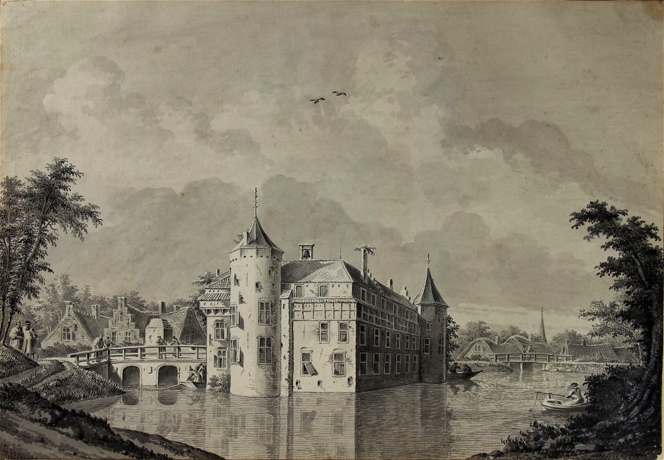 HUA-804956-Gezicht op het kasteel De Haar bij Haarzuilens uit het zuidwesten De omgeving van het kasteel is gefantaseerdNB De gemeente Haarzuilens is per 1 janua