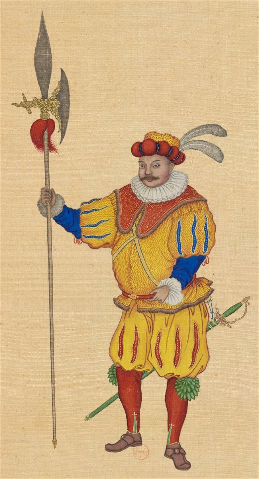 Huang Qing Zhigong Tu - 023 - Barbarian man of the province of Helvetia (Heleiweijiya sheng), of the Great Western Ocean (Europe)