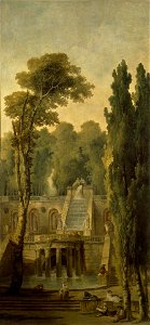 Hubert Robert - Landscape with a Terrace and Cascade