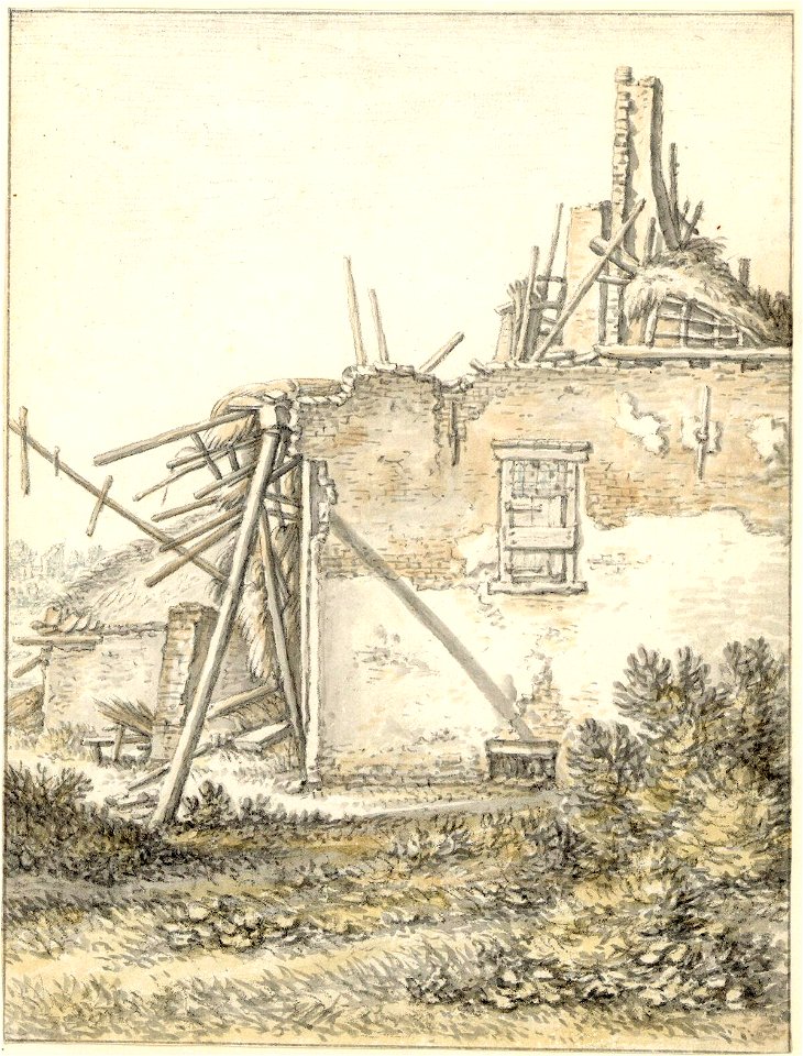 HUA-38639-Gezicht op de ruïne van een boerderij in Abstede te Utrecht