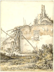 HUA-38639-Gezicht op de ruïne van een boerderij in Abstede te Utrecht