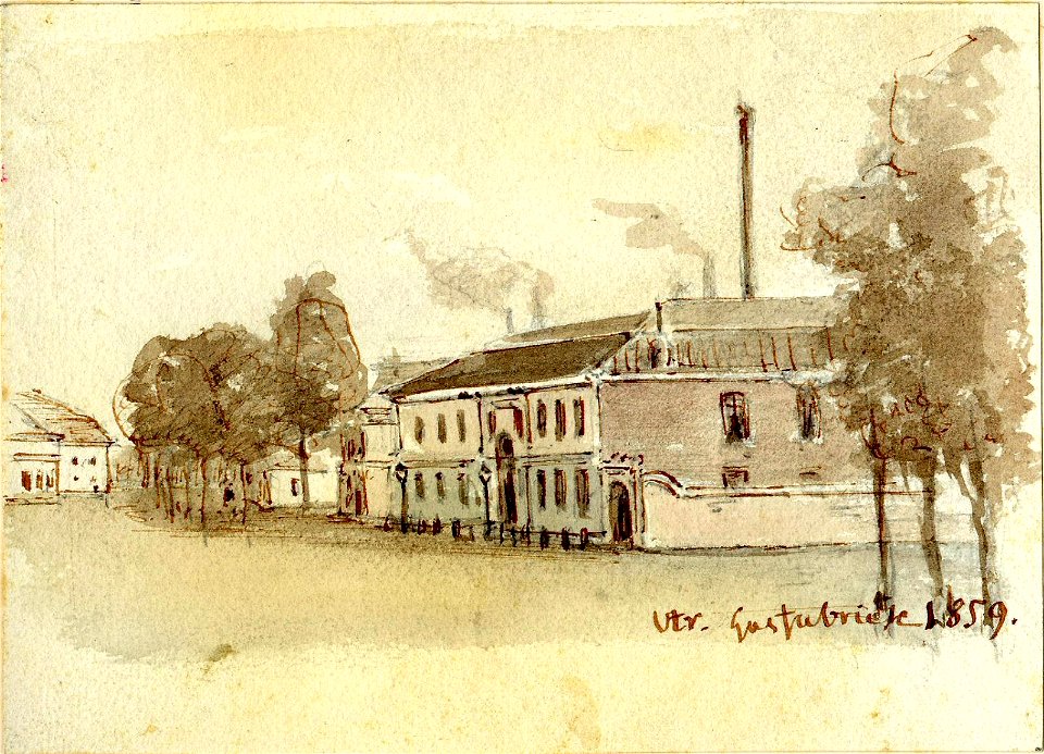 HUA-39469-Gezicht op de gasfabriek van WH de Heus aan het Vredenburg te Utrecht uit het noorden