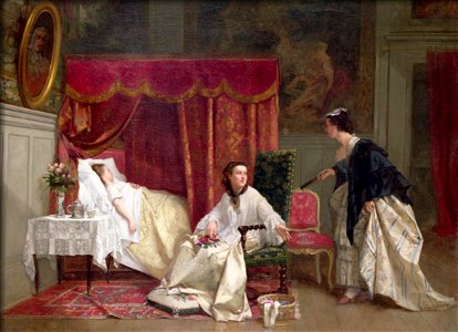Hue, Charles Desire - Welcoming The Visitor - 1867. Free illustration for personal and commercial use.