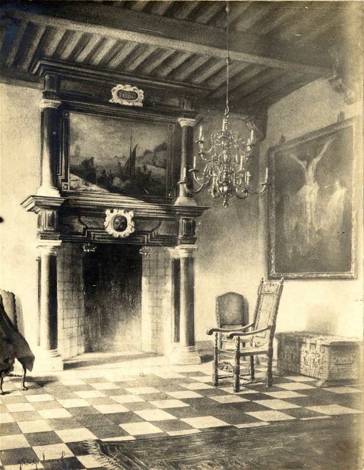HUA-404491-Interieur van de consistoriekamer in de voormalige kapittelzaal van de Pieterskerk Pieterskerkhof te Utrecht