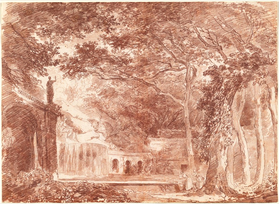 Hubert Robert - The Oval Fountain in the Gardens of the Villa d'Este, Tivoli - Google Art Project