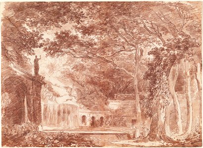 Hubert Robert - The Oval Fountain in the Gardens of the Villa d'Este, Tivoli - Google Art Project