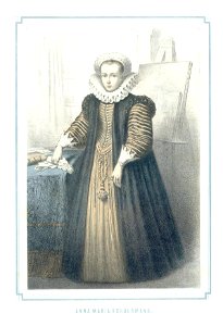 HUA-39204-Portret van Anna Maria van Schurman geboren Keulen 5 november 1607 schrijfster en dichteres te Utrecht overleden Wiewerd 5 mei 1678 Ten voeten uit lin