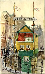 HUA-39405-Gezicht op de tijdelijke behuizing van Modemagazijn Gebrs Gerzon Oudegracht Weerdzijde 14 16 tijdens de bouw van het nieuwe winkelpandNB Het adres Oud