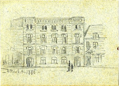 HUA-39359-Gezicht op de voorgevel van de Ned Hervormde Burgerschool voor Jongens Munsterkerkhof 4 5 te Utrecht vóór de verbouwing van ca 1900NB Het adres Munste