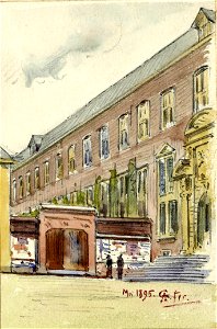 HUA-39388-Gezicht op de voorgevel van de Statenkamer aan het Janskerkhof te Utrecht vóór de verbouwing met links een hoek van de anatomiezaal