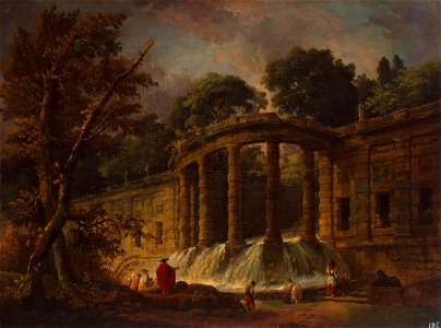 Hubert Robert - Pavilion with a Cascade