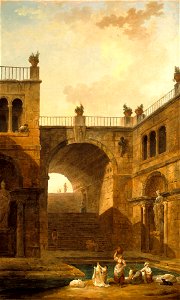 Hubert Robert - Architectural Scene with Women Washing Clothes at a Pool - 58.88 - Indianapolis Museum of Art