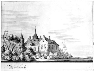 HUA-6146-Gezicht op het huis Hogerhorst te HooglandNB Dit kasteel heeft mogelijk gestaan op de plaats van de huidige boerderij Hogerhorst Hoogerhorsterweg 1 te